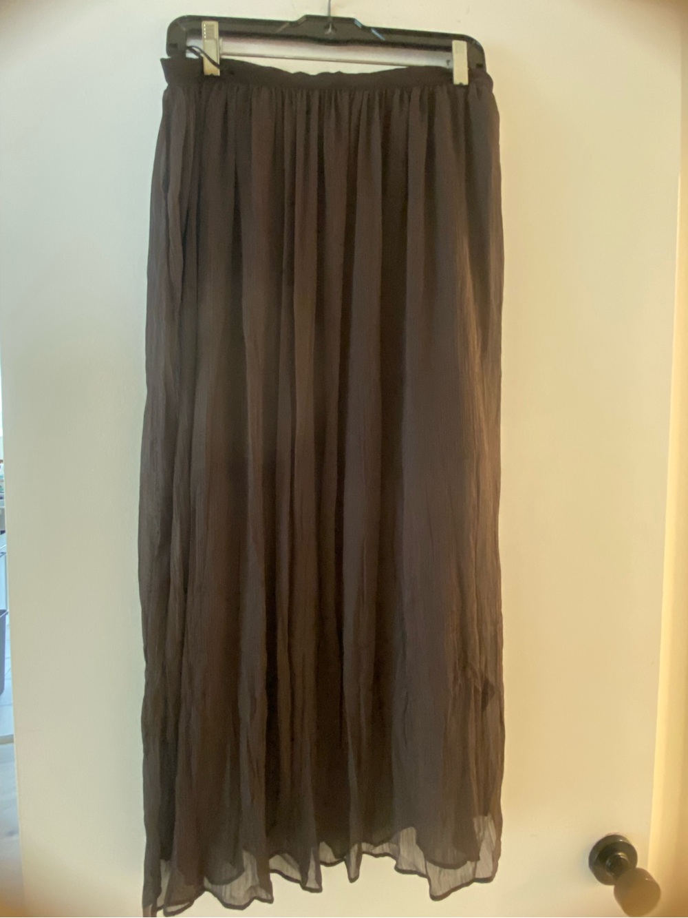 H&M Brown Crinkle Midi Skirt